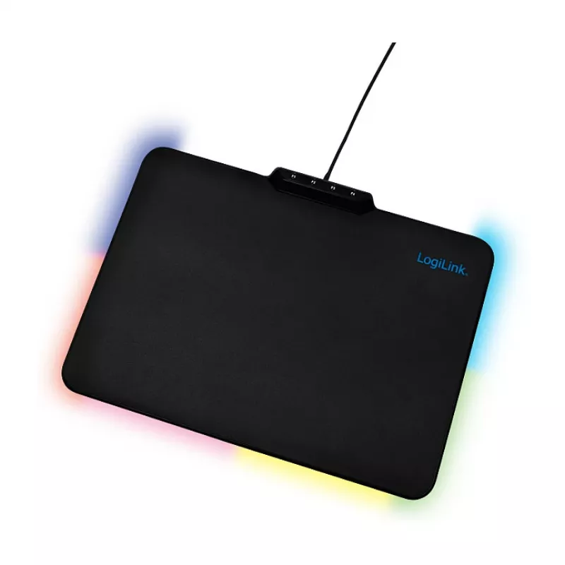 LogiLink ID0155 RGB Gaming Mouse Pad – Silicone Surface, Anti-Slip Rubber Base, USB-A Powered, 36x26cm, Juodas