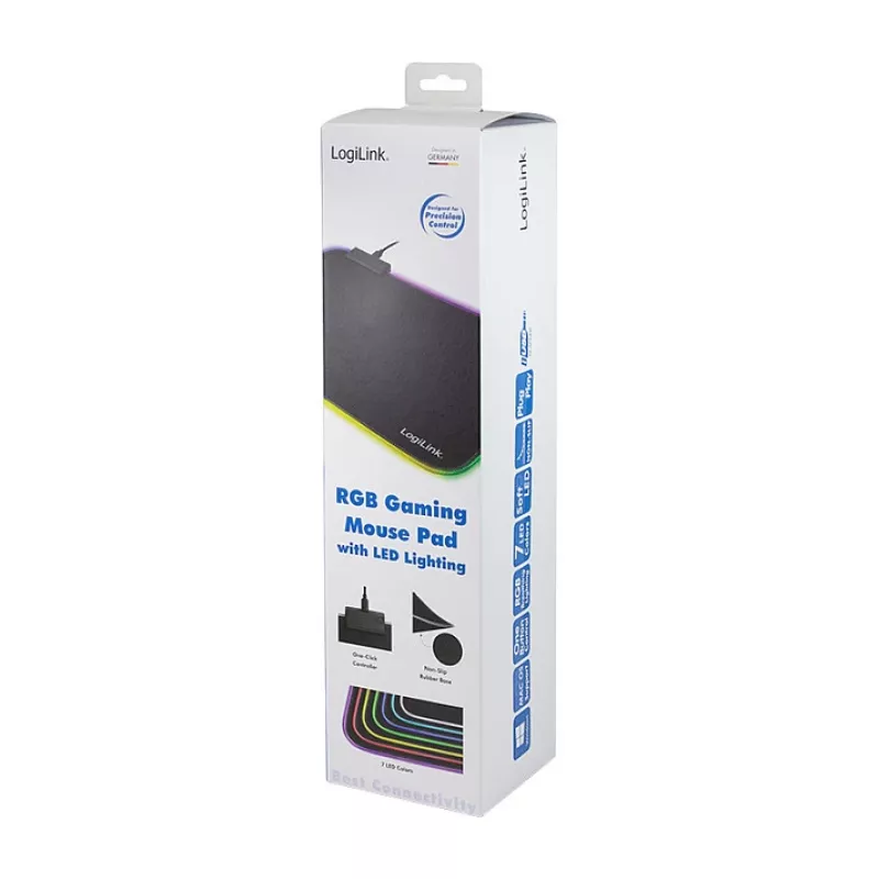 LOGILINK ID0183 Gaming Mouse Pad su RGB LED, 350x260mm, 3mm minkštas, juodas