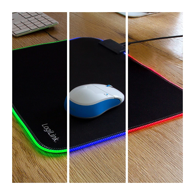 LOGILINK ID0183 Gaming Mouse Pad su RGB LED, 350x260mm, 3mm minkštas, juodas