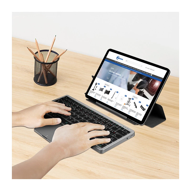 LOGILINK ID0214 belaidė klaviatūra su jutikliniu kilimėliu, Bluetooth 5.1, 3 kanalų, pilka