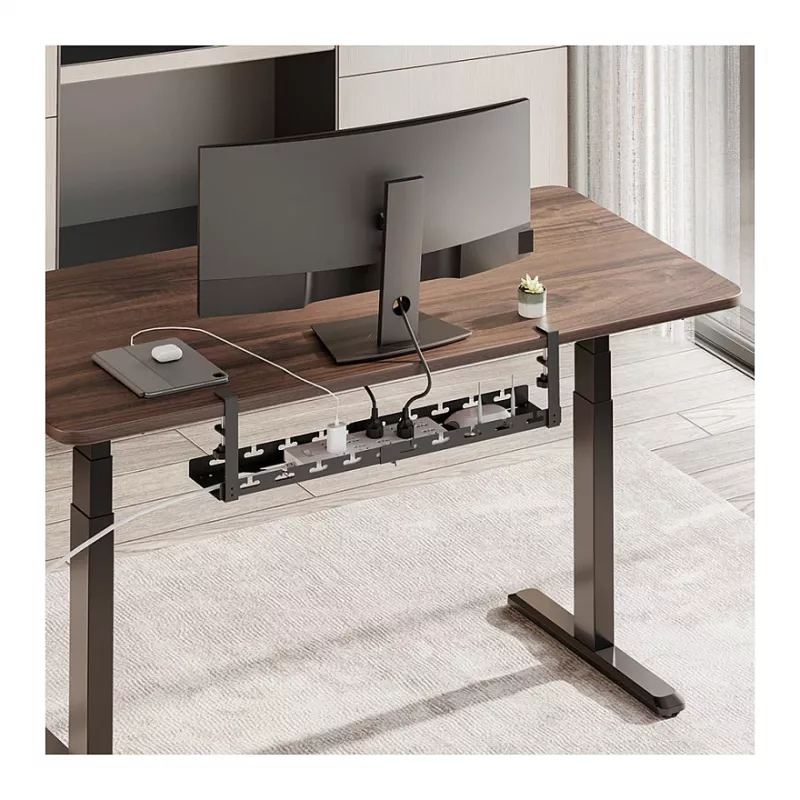 LOGILINK KAB0094 kabelių dėklas po stalu, tvirtinamas spaustuku, ištraukiamas, metalinis, juodas