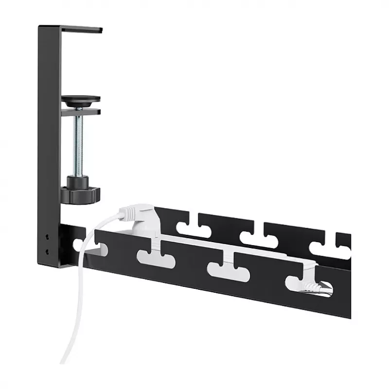 LOGILINK KAB0094 kabelių dėklas po stalu, tvirtinamas spaustuku, ištraukiamas, metalinis, juodas