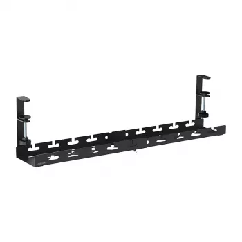 LOGILINK KAB0094 kabelių dėklas po stalu, tvirtinamas spaustuku, ištraukiamas, metalinis, juodas