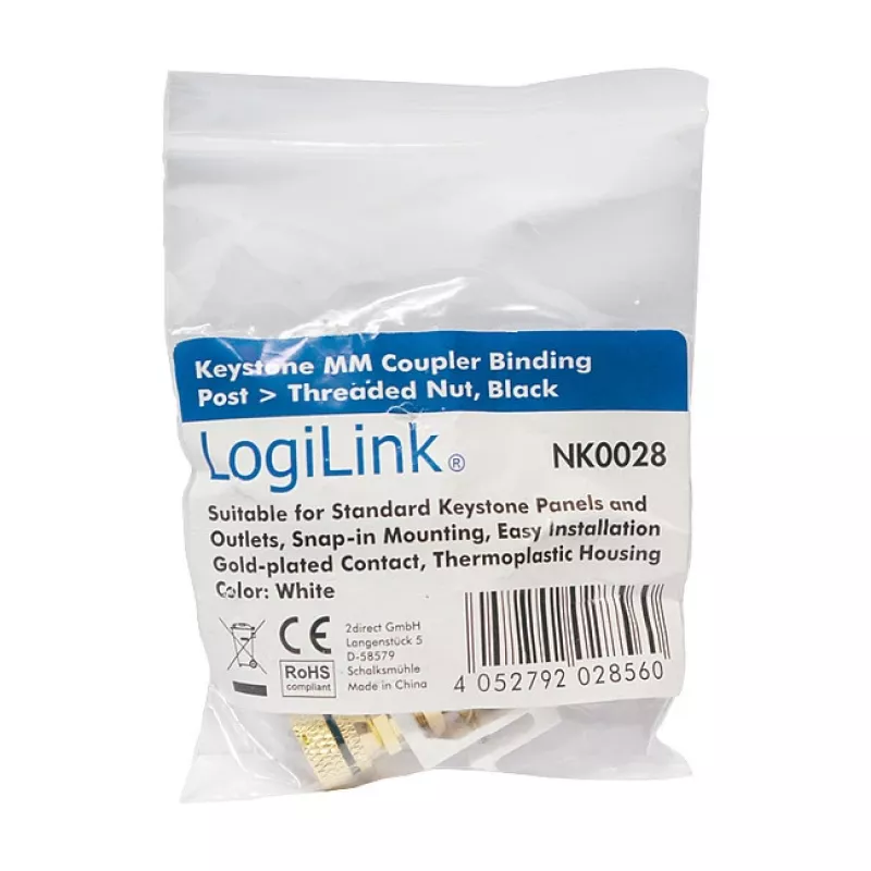 LogiLink Keystone gnybtų modulis su sriegine veržle, juodas