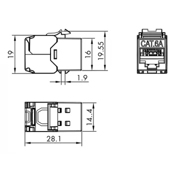 LogiLink Keystone Jack Cat.6A STP su apsauginiu dangteliu, 14,4 mm, 22-26 AWG, 24 vnt.