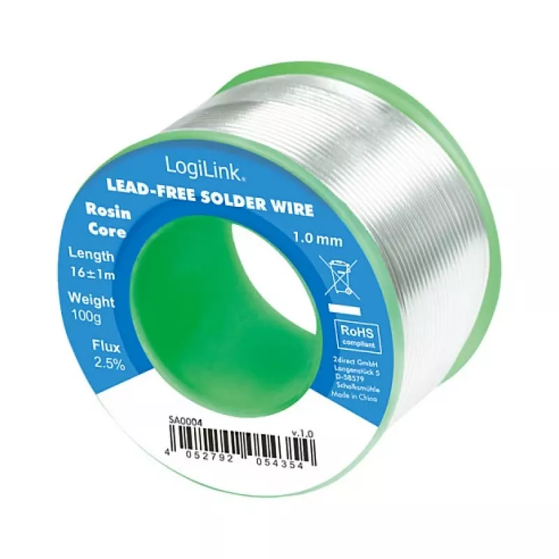 LOGILINK Bešvinis litavimo laidas 1mm 100g Sn99.3Cu0.7 No-Clean Flux