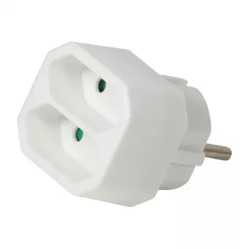 LogiLink LPS218 Euro kištukinis adapteris su 2 lizdais, baltas