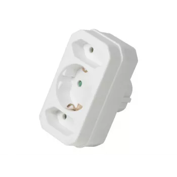 LogiLink LPS221 Schuko į 2x Euro + 1x apsauginį lizdą adapteris, baltas, 16 A, 250 V, 3680 W, apsauga nuo vaikų
