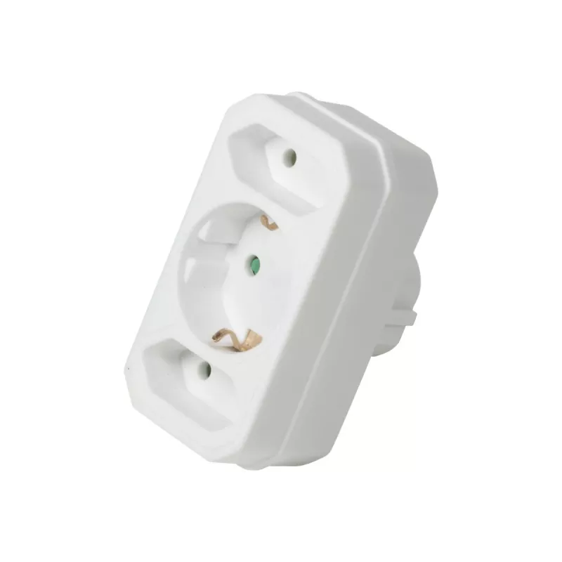 LogiLink LPS221 Schuko į 2x Euro + 1x apsauginį lizdą adapteris, baltas, 16 A, 250 V, 3680 W, apsauga nuo vaikų