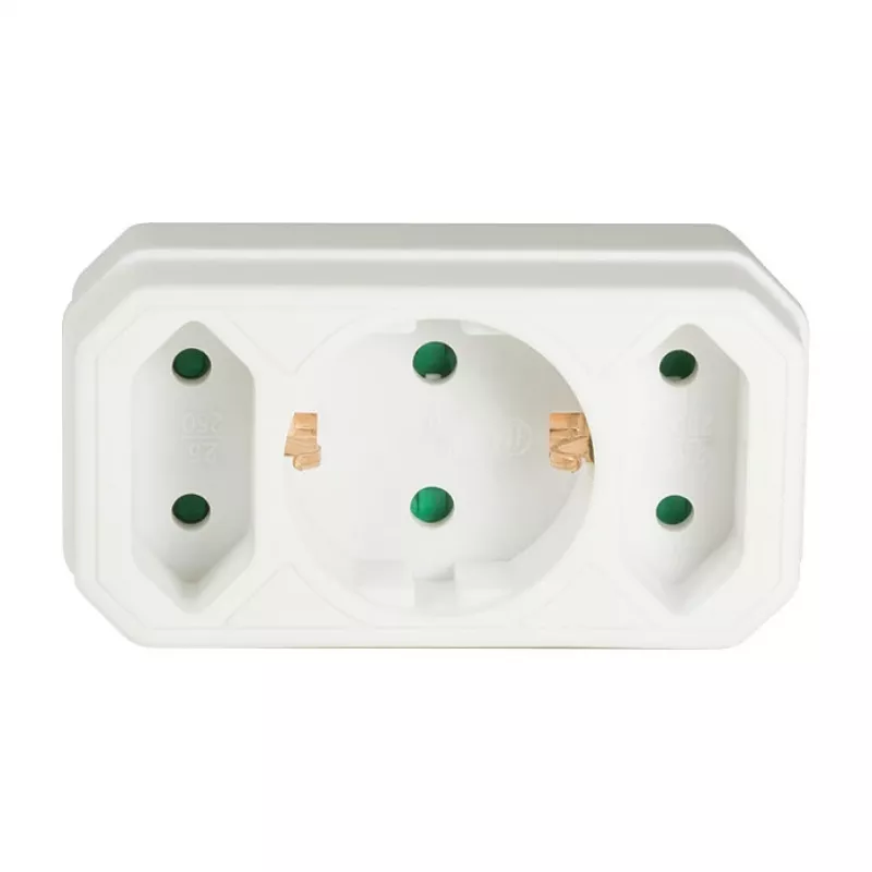 LogiLink LPS221 Schuko į 2x Euro + 1x apsauginį lizdą adapteris, baltas, 16 A, 250 V, 3680 W, apsauga nuo vaikų