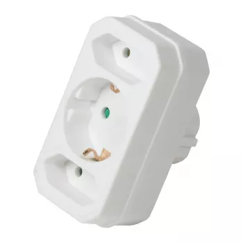 LogiLink LPS221 Schuko į 2x Euro + 1x apsauginį lizdą adapteris, baltas, 16 A, 250 V, 3680 W, apsauga nuo vaikų