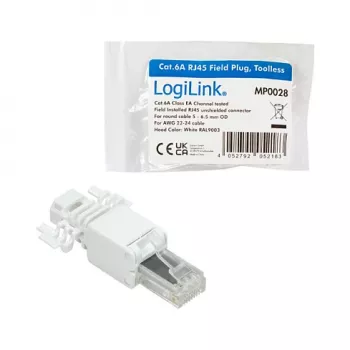 LogiLink modulinis kištukas RJ45 Cat.6A, UTP, be įrankių, baltas