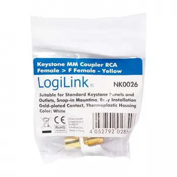 LogiLink NK0026 Keystone RCA moteriška į F moterišką sujungimo modulis, geltonas