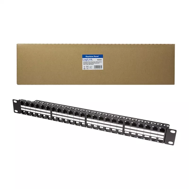 LogiLink NK4045 Keystone Patch Panel 1U 48 prievadų neekranuotas juodas