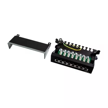 LogiLink NP0017B Patch Panel – 8 prievadų Cat6 STP, Montuojamas ant sienos / po stalu, Juoda