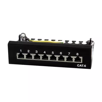 LogiLink NP0017B Patch Panel – 8 prievadų Cat6 STP, Montuojamas ant sienos / po stalu, Juoda