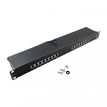 LOGILINK NP0057 Cat6 STP Patch Panel, 19 inch 1U 16 prievadų, RJ45/LSA IDC, Juoda EconLine