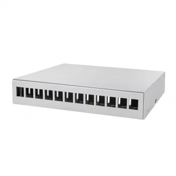 LOGILINK NP0094 Konsolidavimo taško dėžutė, 12 prievadų, montavimui ant stalo/sienos/DIN bėgelio, šviesiai pilka