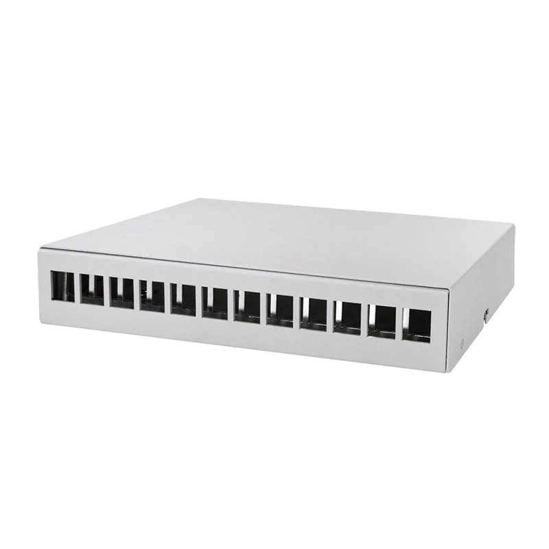 LOGILINK NP0094 Konsolidavimo taško dėžutė, 12 prievadų, montavimui ant stalo/sienos/DIN bėgelio, šviesiai pilka