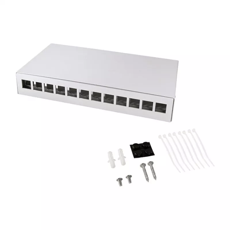 LOGILINK NP0094 Konsolidavimo taško dėžutė, 12 prievadų, montavimui ant stalo/sienos/DIN bėgelio, šviesiai pilka