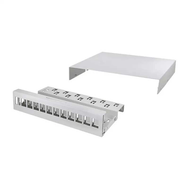 LOGILINK NP0094 Konsolidavimo taško dėžutė, 12 prievadų, montavimui ant stalo/sienos/DIN bėgelio, šviesiai pilka