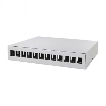 LOGILINK NP0094 Konsolidavimo taško dėžutė, 12 prievadų, montavimui ant stalo/sienos/DIN bėgelio, šviesiai pilka