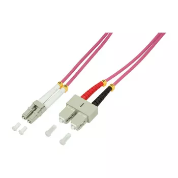 LogiLink OM4 LC/SC dvipusis daugiamodis šviesolaidinis jungiamasis kabelis 20m LSZH aqua