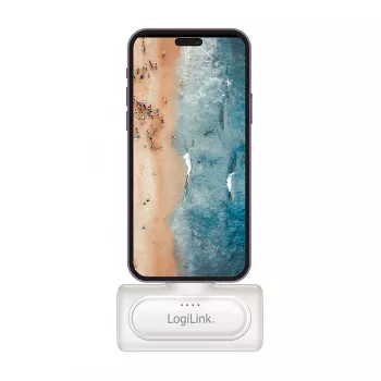 LogiLink PA0349W mobilusis maitinimo bankas, 5000 mAh, LiPo, įmontuota sulankstoma USB-C jungtis ir USB-C prievadas, baltas