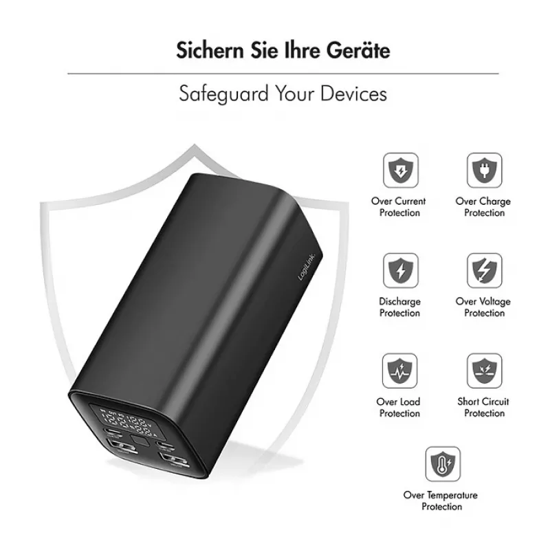 Logilink PA0350 Mobile Power Bank, 20,000 mAh, 65W PD & QC 3.0, juoda