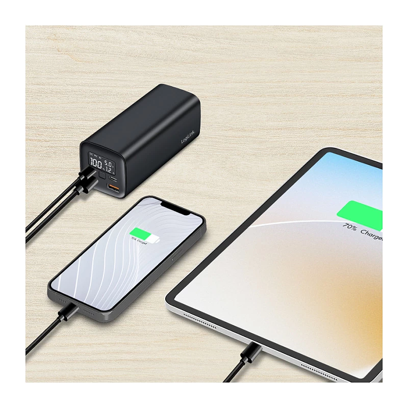Logilink PA0350 Mobile Power Bank, 20,000 mAh, 65W PD & QC 3.0, juoda