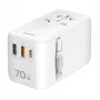 LOGILINK PA0357 USB-A/C kelioninis įkroviklis, 70 W GaN, 4 prievadai, 2x USB-A (QC), 2x USB-C (PD), plonas, baltas