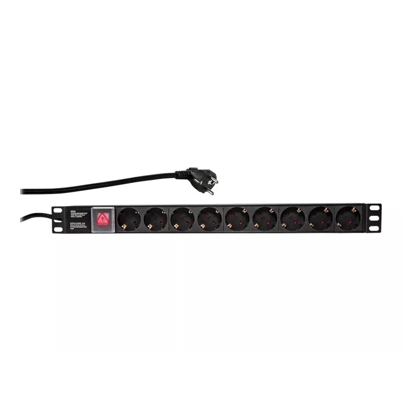 LogiLink Power Distribution Unit (Rack-Mountable) - AC 250 V - 3500 Watt - Input: CEE 7/7 - Outputs: 9 (Power)