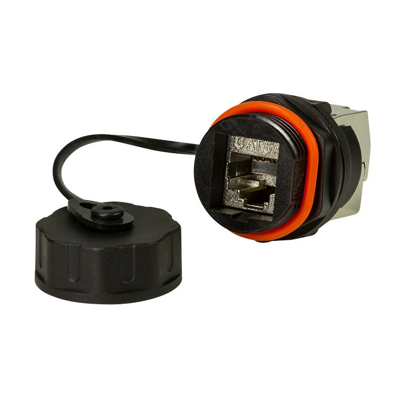 LogiLink Professional Cat.6A STP Keystone Jack RJ45, IP68 Industrial Outdoor, Tool-Free, Zinc Die-Cast, Black