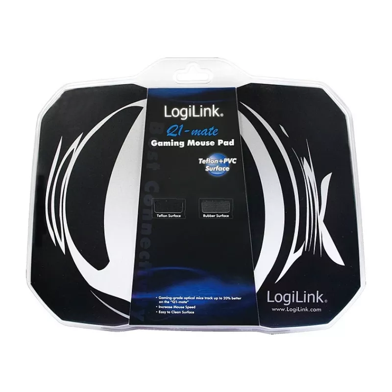 LogiLink Q1 Mate Gaming Mouse Pad XL – mikroaustinio audinio, neslystanti guminė bazė, susiūti kraštai, juodas stalo kilimėlis