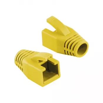 Logilink RJ45 modulinio kištuko kabelio apsauga 8mm geltona – nesipainiojanti įtempimo mažinimo apsauga (50 vnt.)