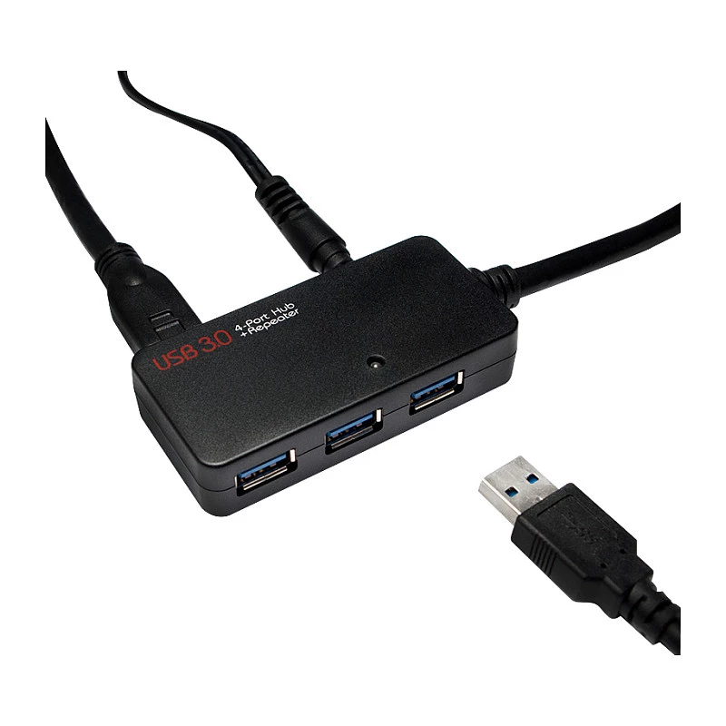 LOGILINK UA0262 USB 3.0 Active Extension Cable, USB-A Male to 4x USB-A Female, 10m, Black