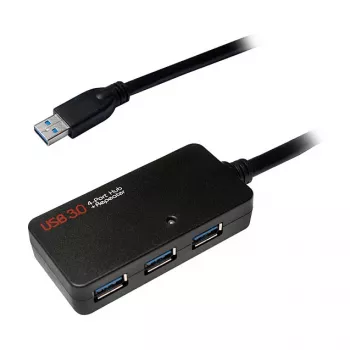 LOGILINK UA0262 USB 3.0 Active Extension Cable, USB-A Male to 4x USB-A Female, 10m, Black