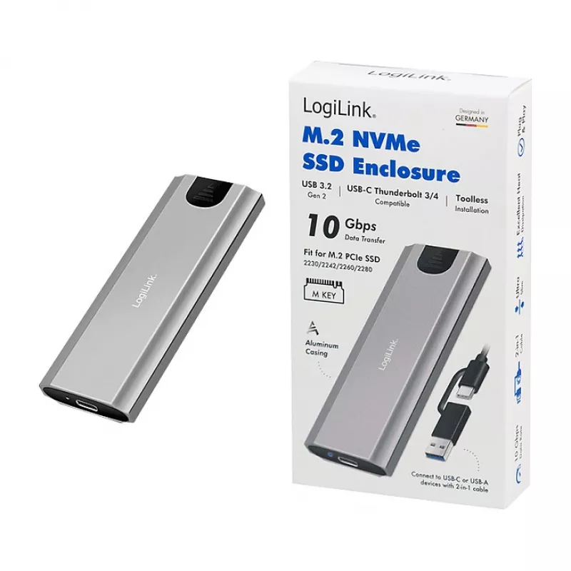 LogiLink UA0439 USB 3.2 Gen 2 SSD korpusas USB-C į PCIe NVMe