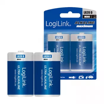 LogiLink Ultra Power šarminė D baterija LR20, 2 vnt. lizdinė pakuotė