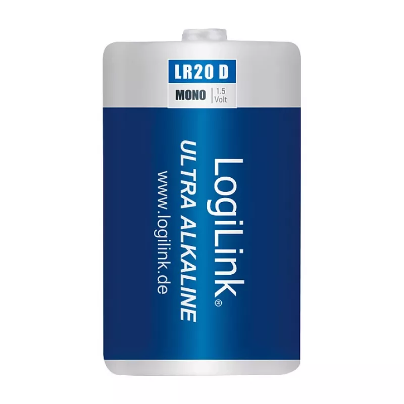 LogiLink Ultra Power šarminė D baterija LR20, 2 vnt. lizdinė pakuotė