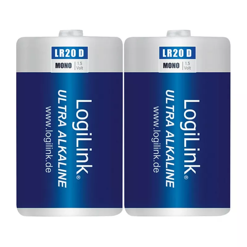 LogiLink Ultra Power šarminė D baterija LR20, 2 vnt. lizdinė pakuotė