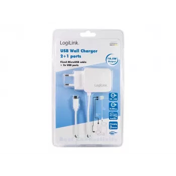 LogiLink Universal Wall USB Charger - Maitinimo šaltinis - 2.1 A - 2 išvesties prievadai (USB)
