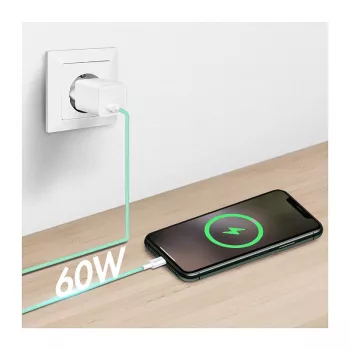 LogiLink USB 2.0 Type-C laidas, A/M į C/M, 480 Mbps, 60W, nailonas, žalias, 0,5 m