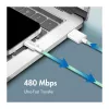 LogiLink USB 2.0 Type-C laidas, A/M į C/M, 480 Mbps, 60W, nailonas, žalias, 0,5 m