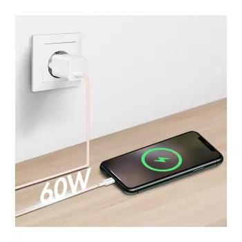 LogiLink USB 2.0 Type-C laidas, A/M į C/M, 480 Mbps, 60W, nailonas, rožinė, 0,5 m