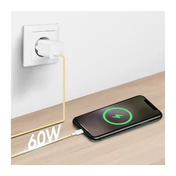 LogiLink USB 2.0 Type-C laidas, A/M į C/M, 480 Mbps, 60W, nailoninis, geltonas, 0,5 m