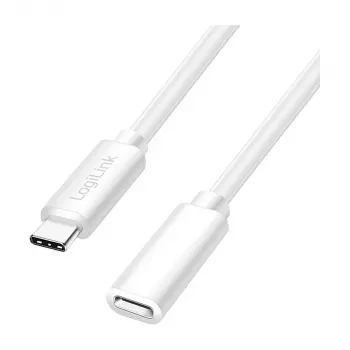 Logilink USB 2.0 USB-C ilginamasis laidas (kištukas į lizdą) – 100W PD, 480 Mbps, baltas, 2m