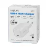 LogiLink USB-C įkroviklis 20W GaN, 1 prievadas, USB Power Delivery, baltas