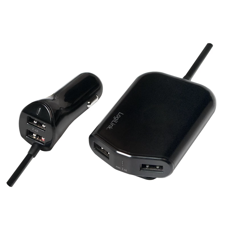 Logilink USB automobilinis įkroviklis, 2+2 prievadai, 24W, juodas
