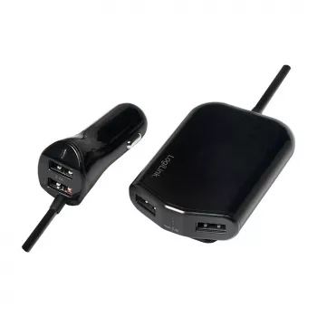 Logilink USB automobilinis įkroviklis, 2+2 prievadai, 24W, juodas